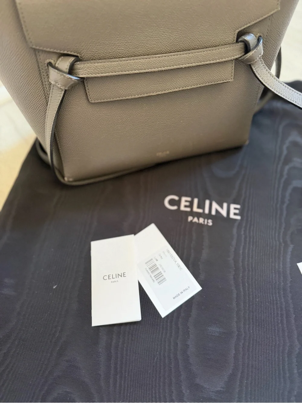 Celine grey Leather Micro Belt Satchel